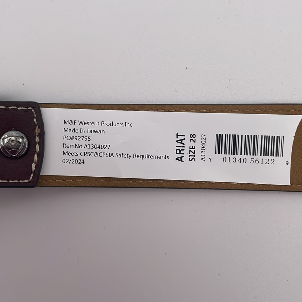 Ariat Brown and Silver Floral Belt - Picture 6 of 7
